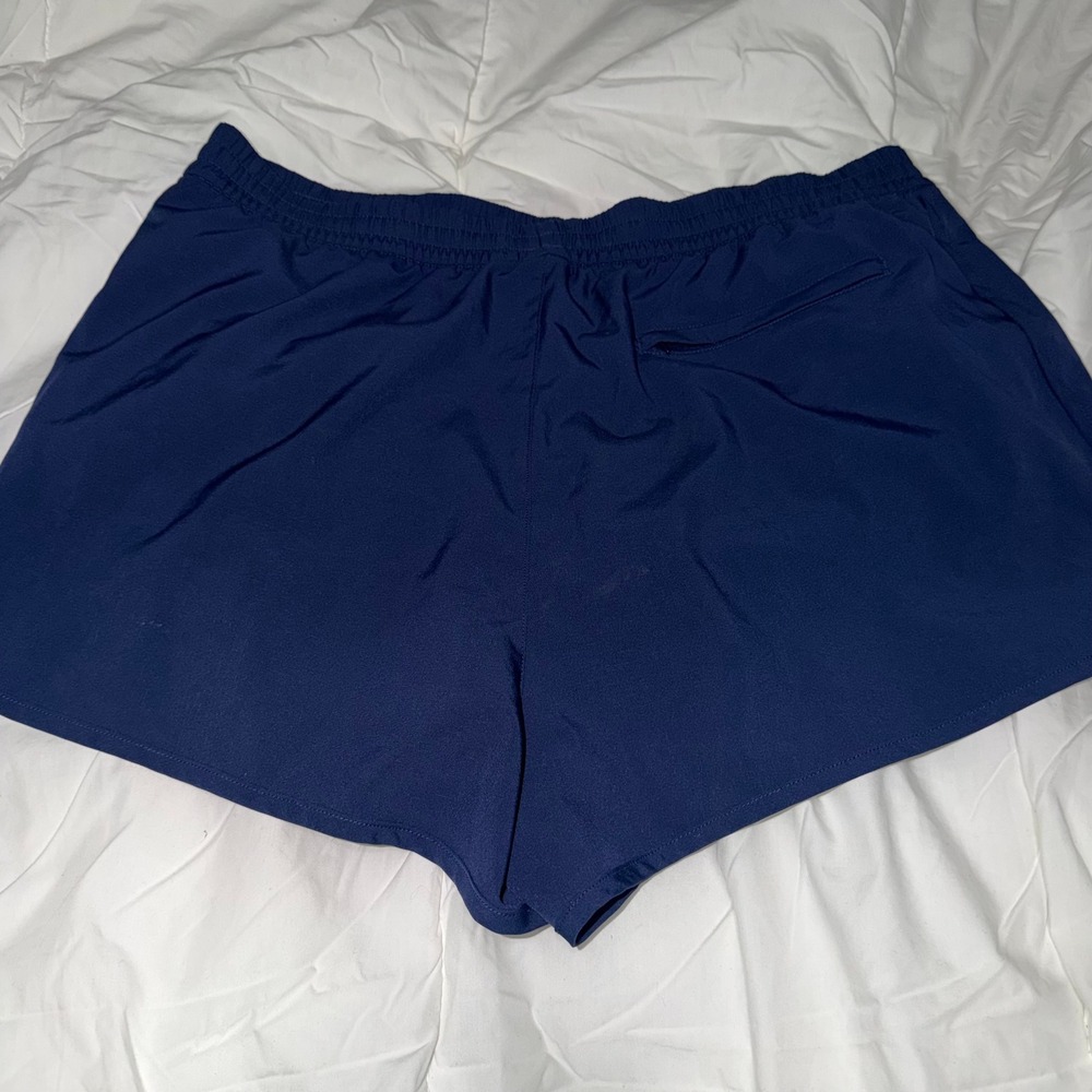 Pink Victoria's Secret Navy Blue Athletic Running Shorts XL Back Zip Pocket